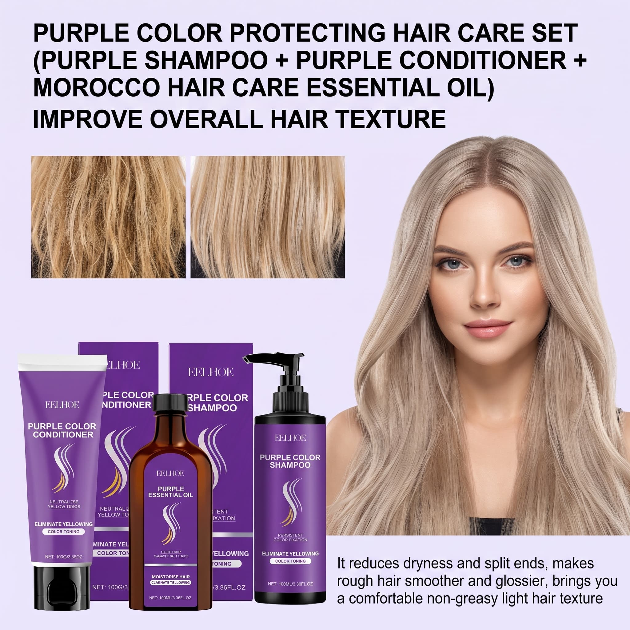 Hair Care Color - Mor Şampuan Seti, Saç Kremi, Saç