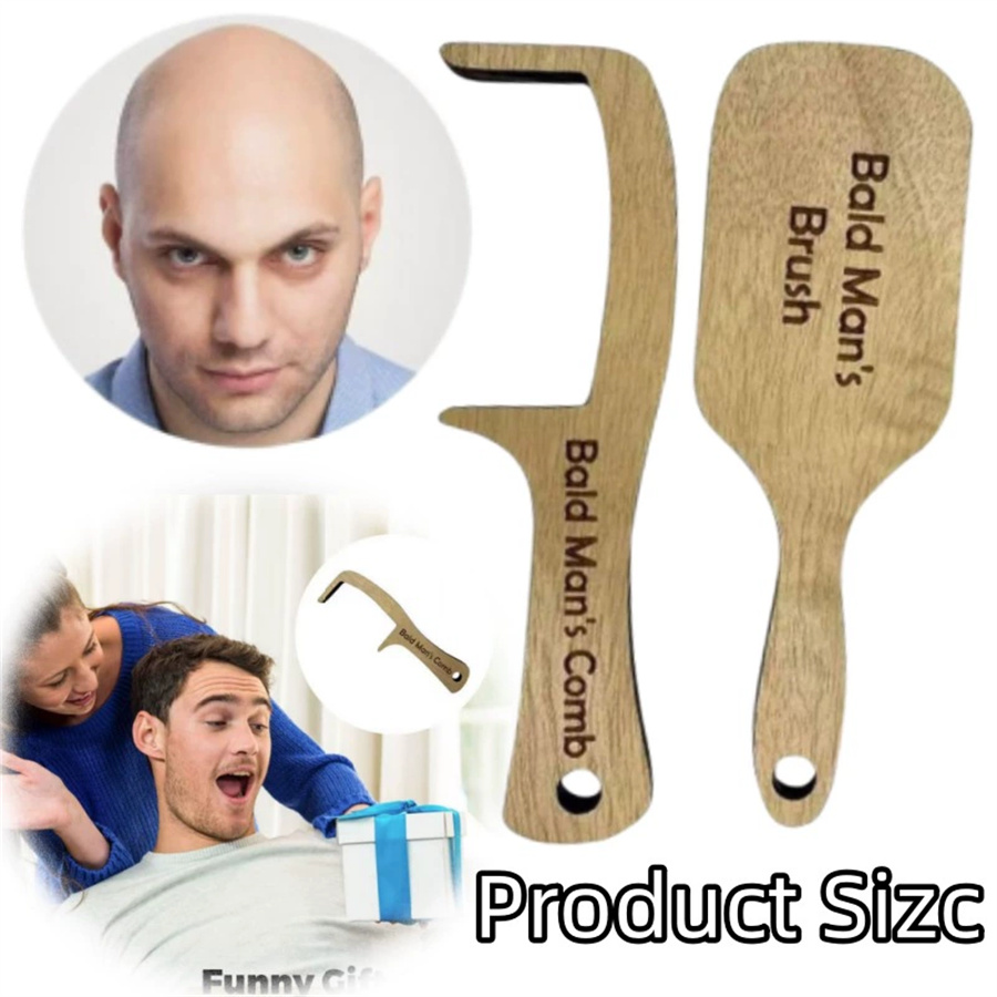 Hair Care Gift - Kel Erkekler İçin Ahşap Tarak Komik